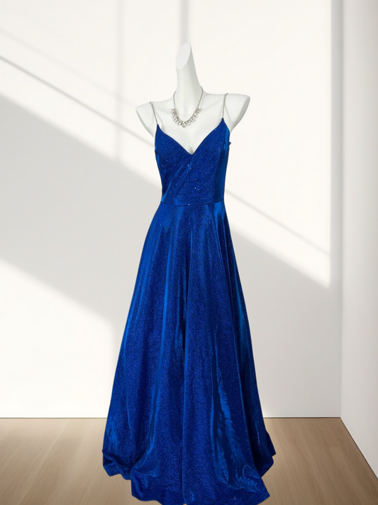 Trägerloses silbernes Vintage-Abendkleid, A-Linie, Geburtstagskleid J9370