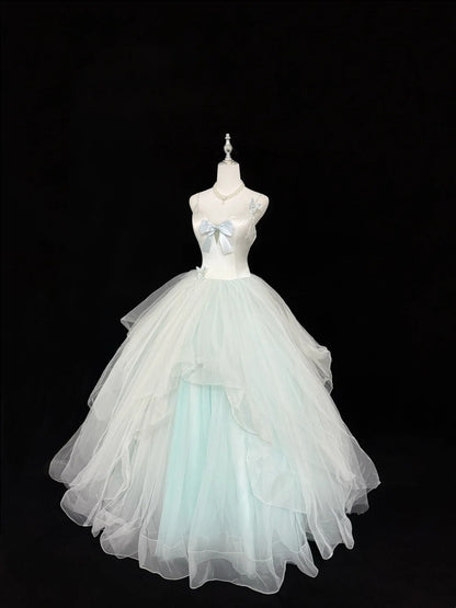 Spaghetti Strap A Line Tulle Prom Dress Sweet Birthday Gown J10188