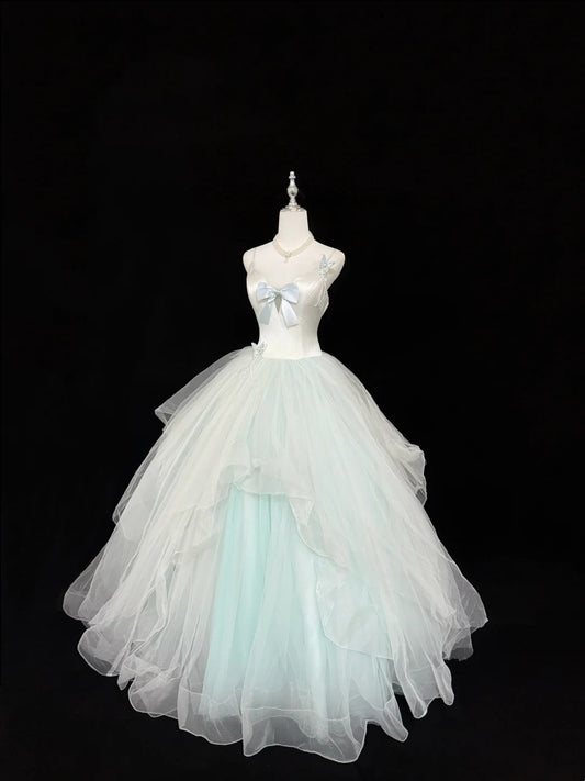 Trägerloses silbernes Vintage-Abendkleid, A-Linie, Geburtstagskleid J9370