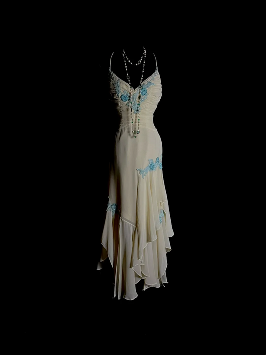 Trägerloses silbernes Vintage-Abendkleid, A-Linie, Geburtstagskleid J9370