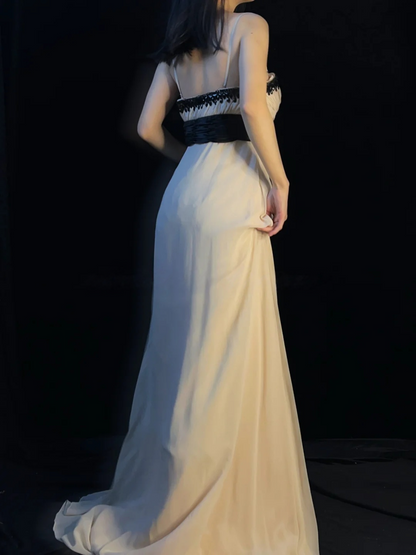 Robe de bal bustier violette en satin avec appliques, robe de soirée formelle J9413