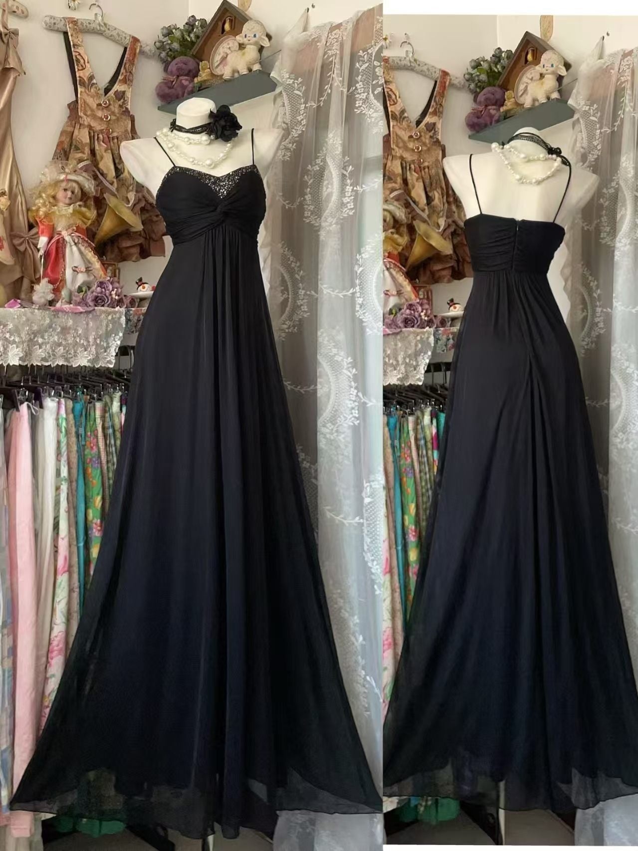 Trägerloses silbernes Vintage-Abendkleid, A-Linie, Geburtstagskleid J9370