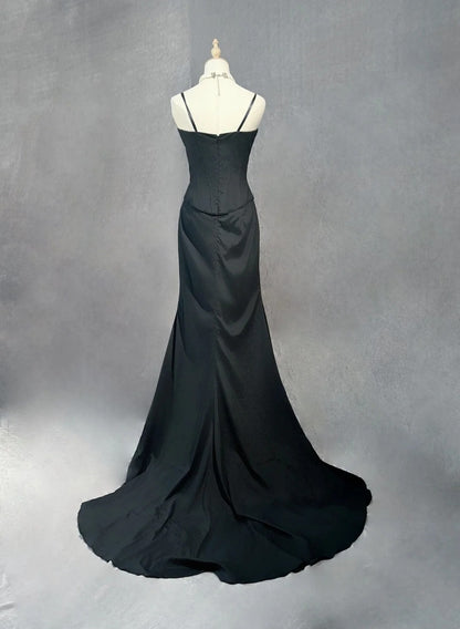 Robe de bal bustier violette en satin avec appliques, robe de soirée formelle J9413