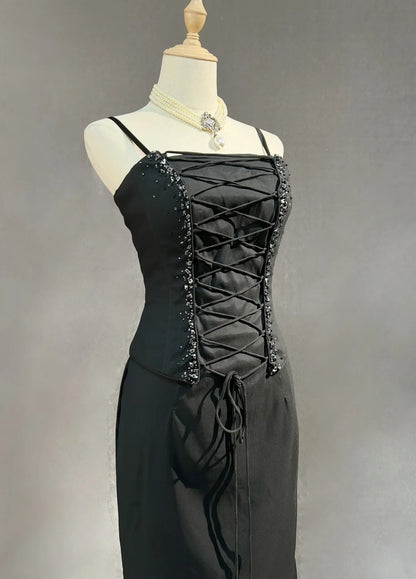 Robe de bal bustier violette en satin avec appliques, robe de soirée formelle J9413