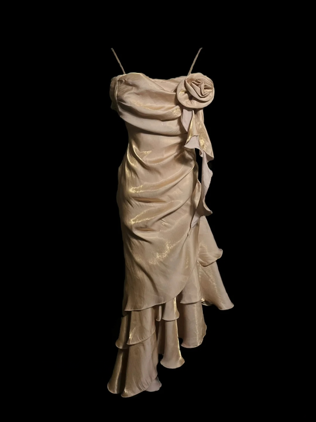 Trägerloses silbernes Vintage-Abendkleid, A-Linie, Geburtstagskleid J9370