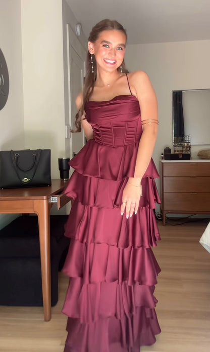 Robe de bal bustier violette en satin avec appliques, robe de soirée formelle J9413