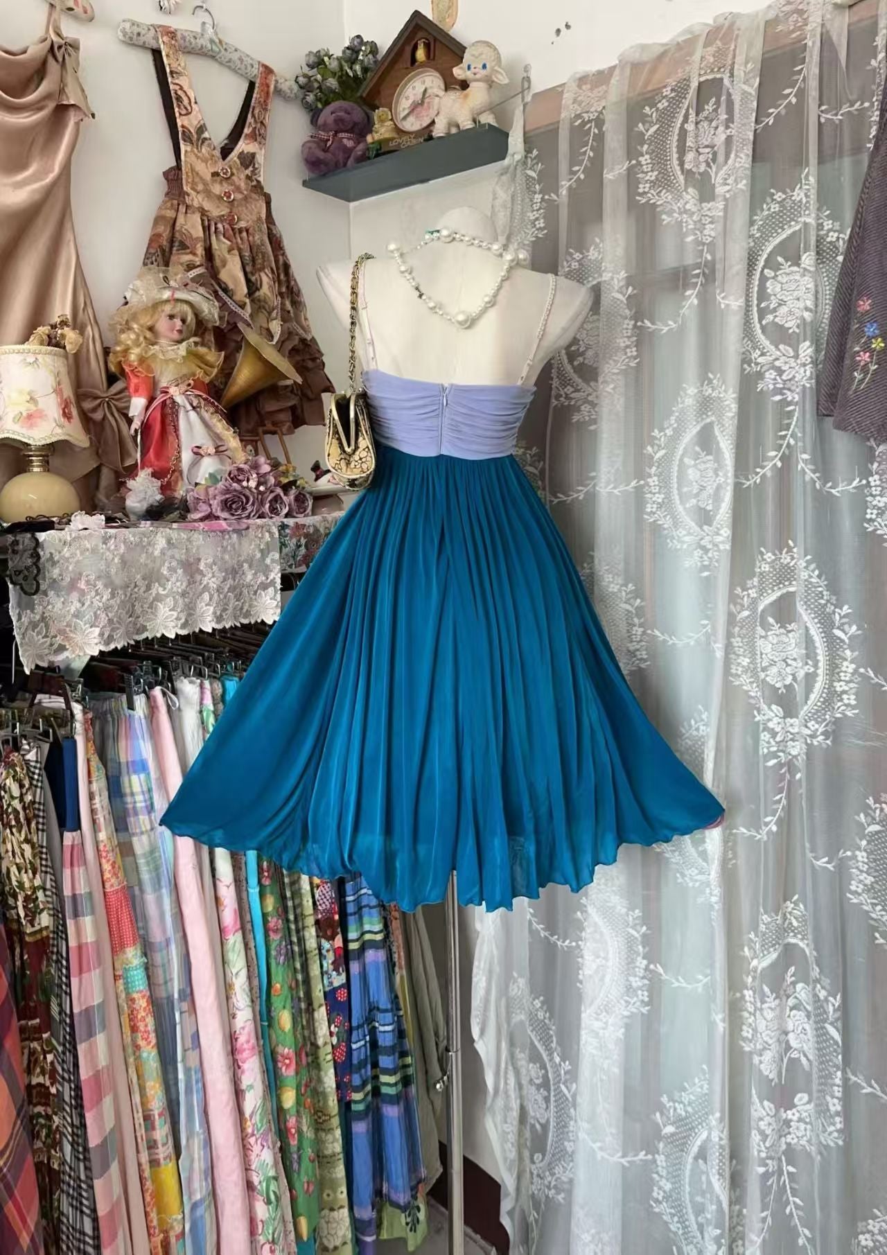 Trägerloses silbernes Vintage-Abendkleid, A-Linie, Geburtstagskleid J9370