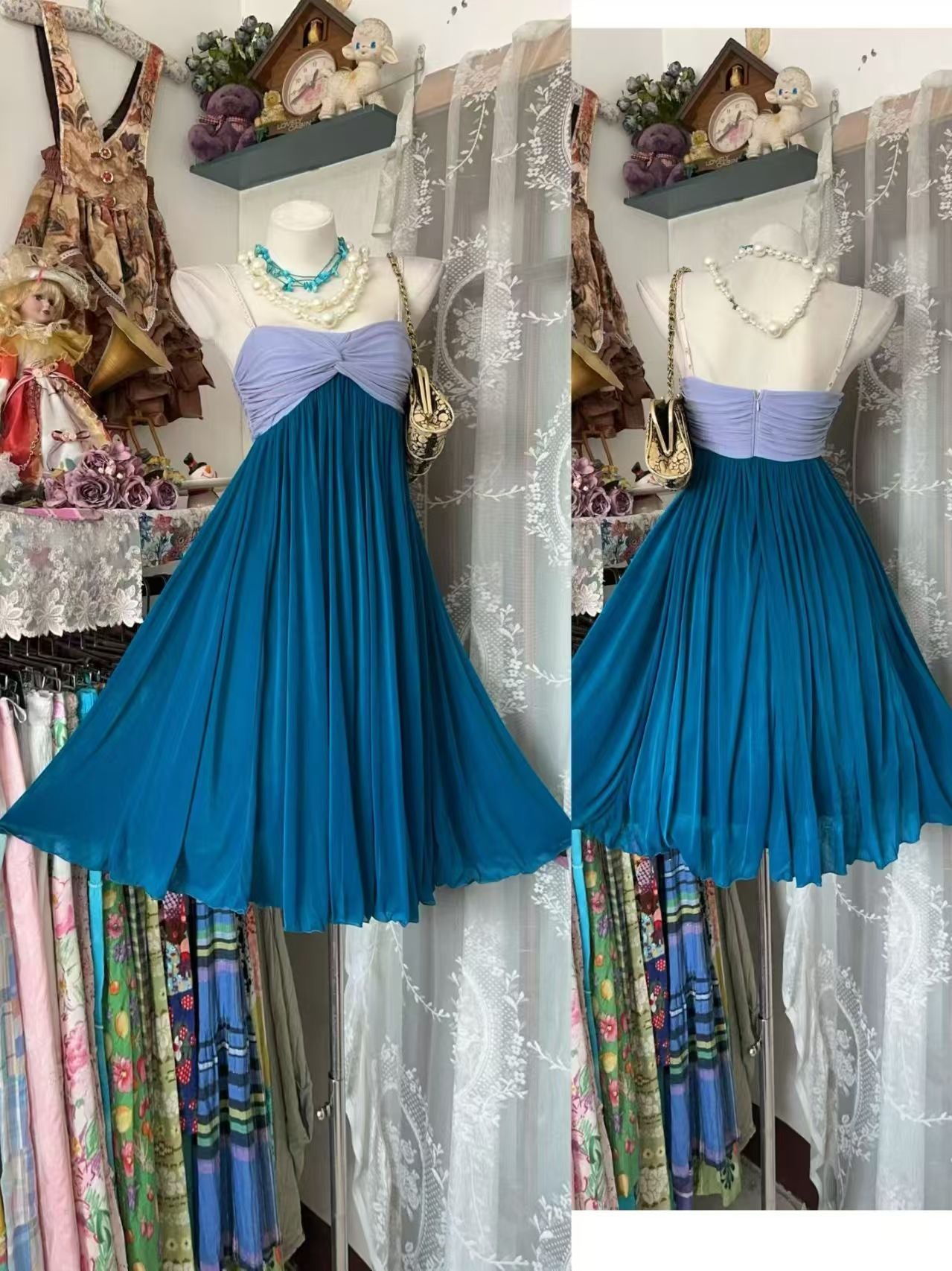 Trägerloses silbernes Vintage-Abendkleid, A-Linie, Geburtstagskleid J9370