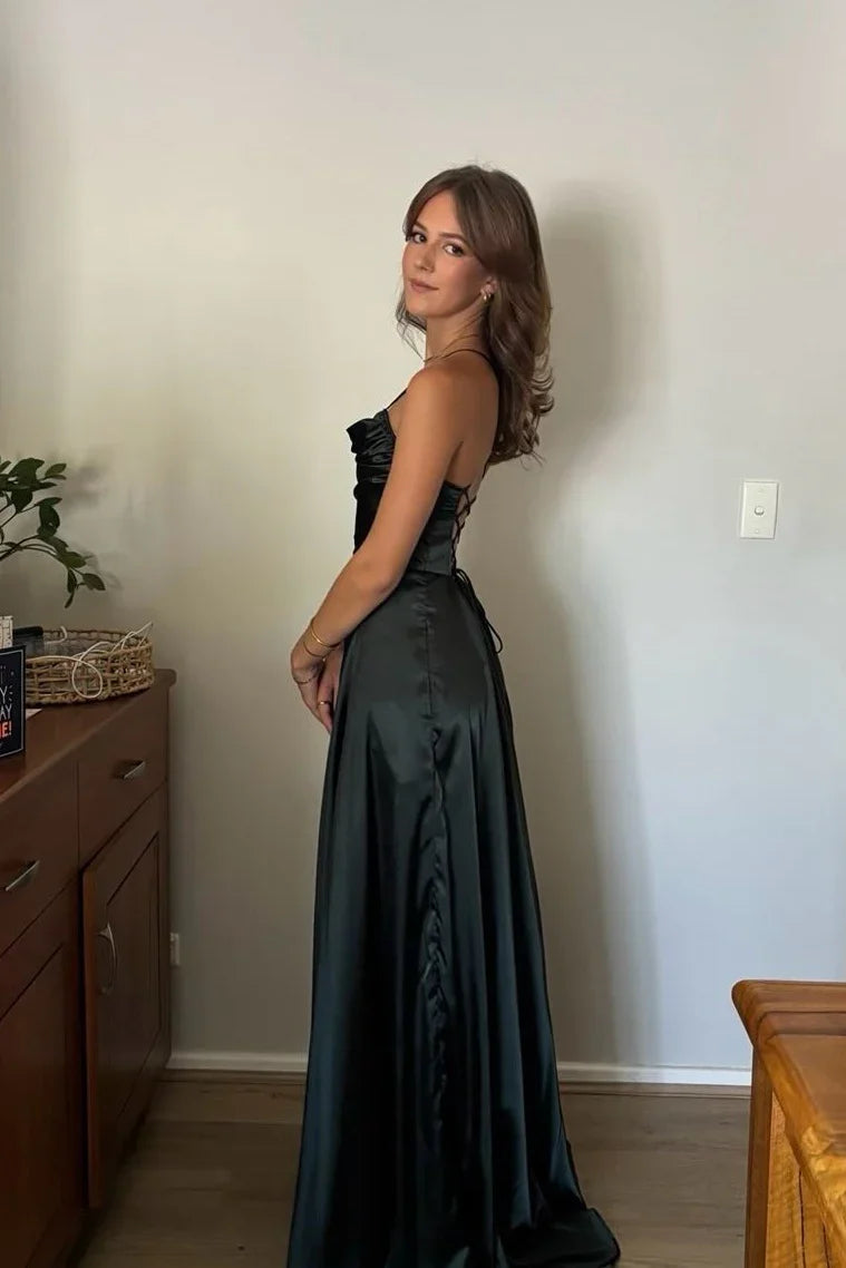 Trägerloses silbernes Vintage-Abendkleid, A-Linie, Geburtstagskleid J9370