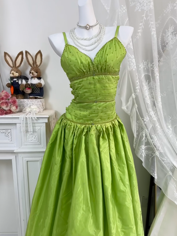 Trägerloses silbernes Vintage-Abendkleid, A-Linie, Geburtstagskleid J9370