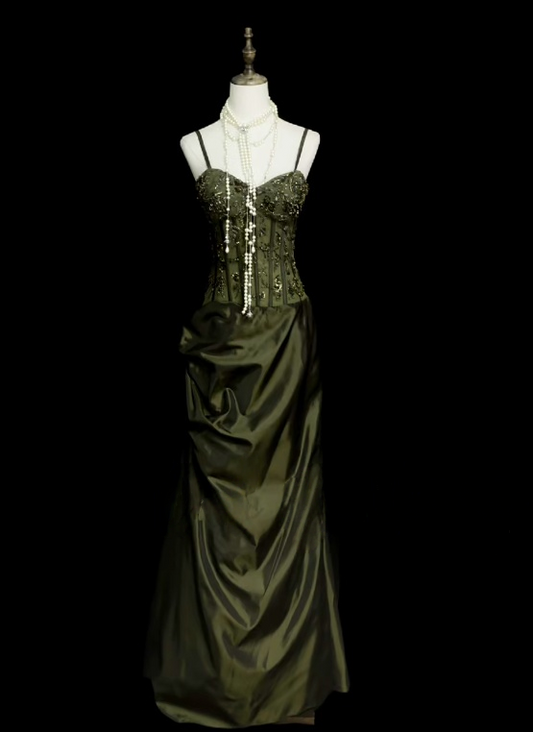 Trägerloses silbernes Vintage-Abendkleid, A-Linie, Geburtstagskleid J9370