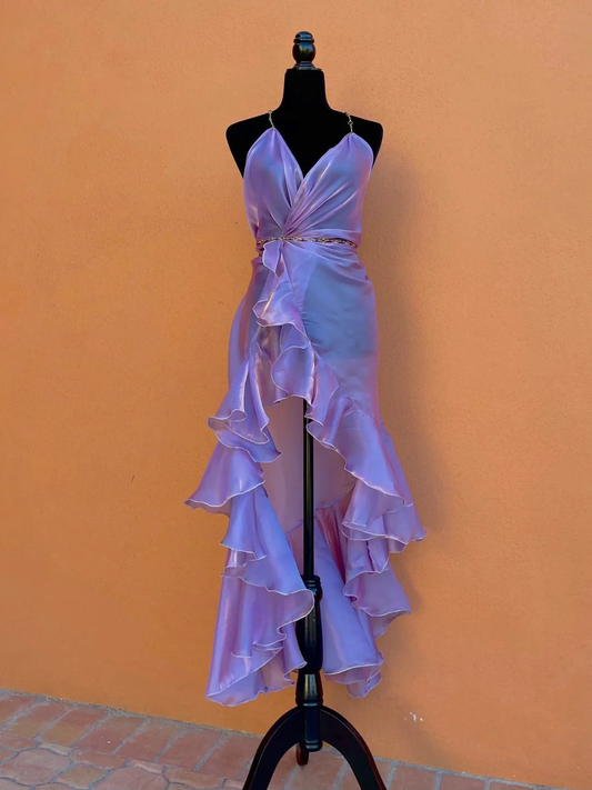Robe de bal bustier violette en satin avec appliques, robe de soirée formelle J9413