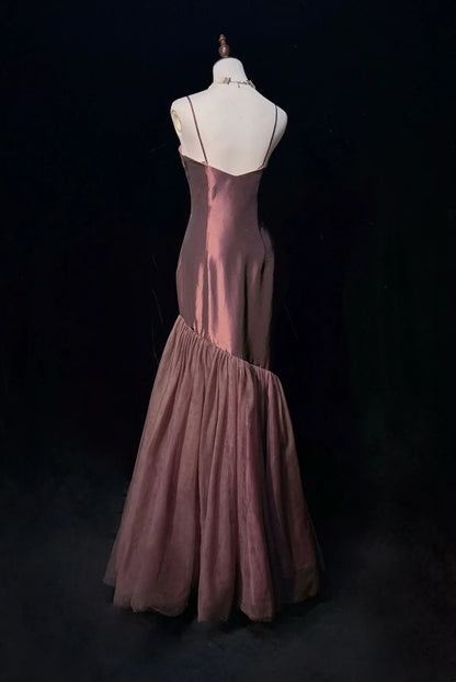 Spaghetti Strap Mermaid Taffeta Prom Dress Retro Evening Dress J10336