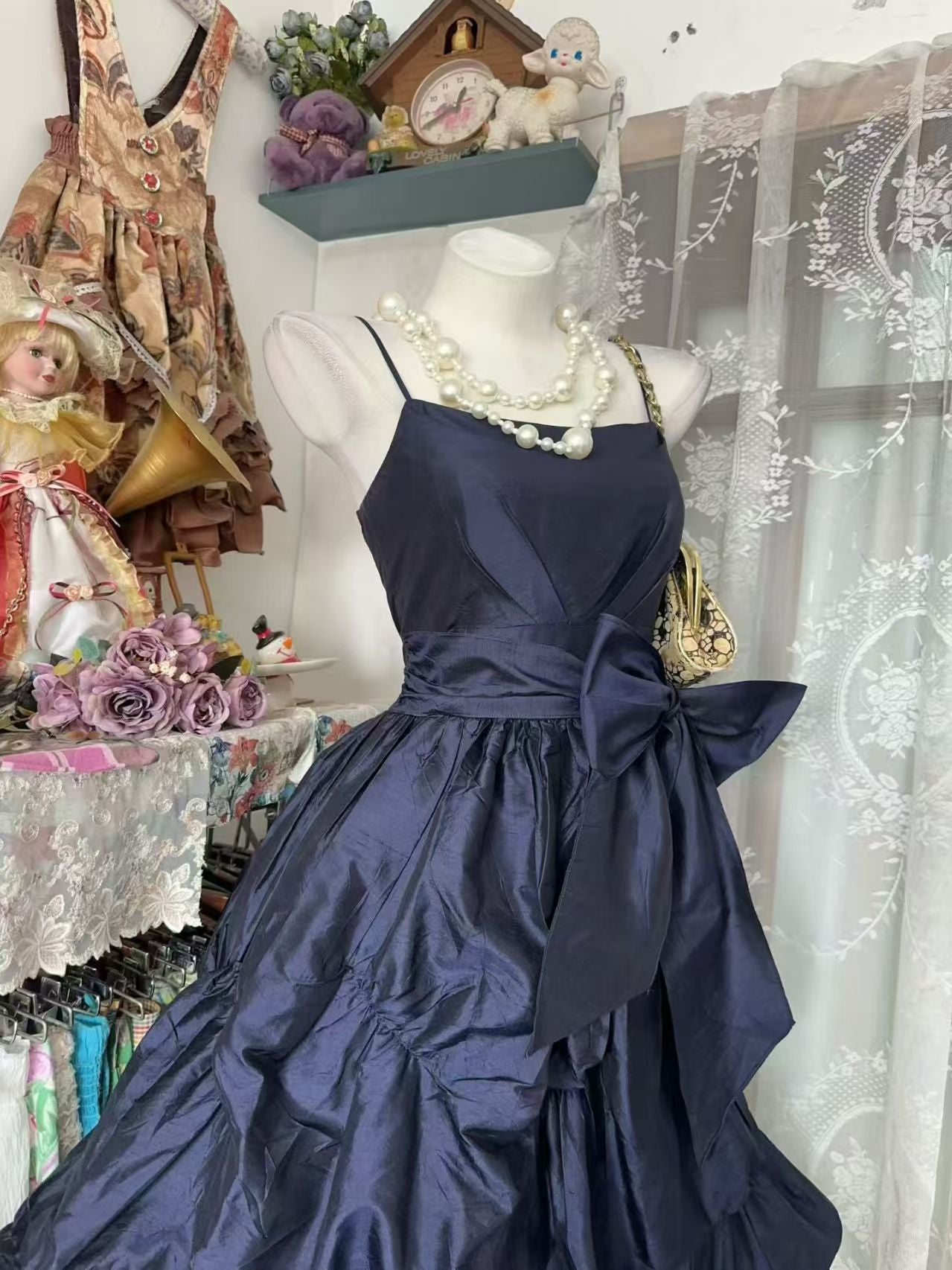 Trägerloses silbernes Vintage-Abendkleid, A-Linie, Geburtstagskleid J9370
