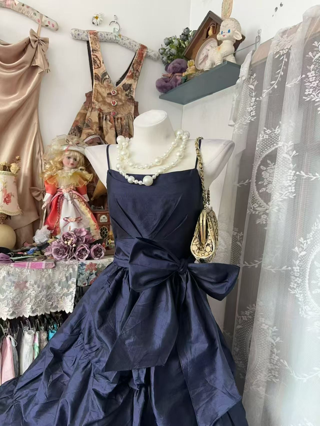 Trägerloses silbernes Vintage-Abendkleid, A-Linie, Geburtstagskleid J9370