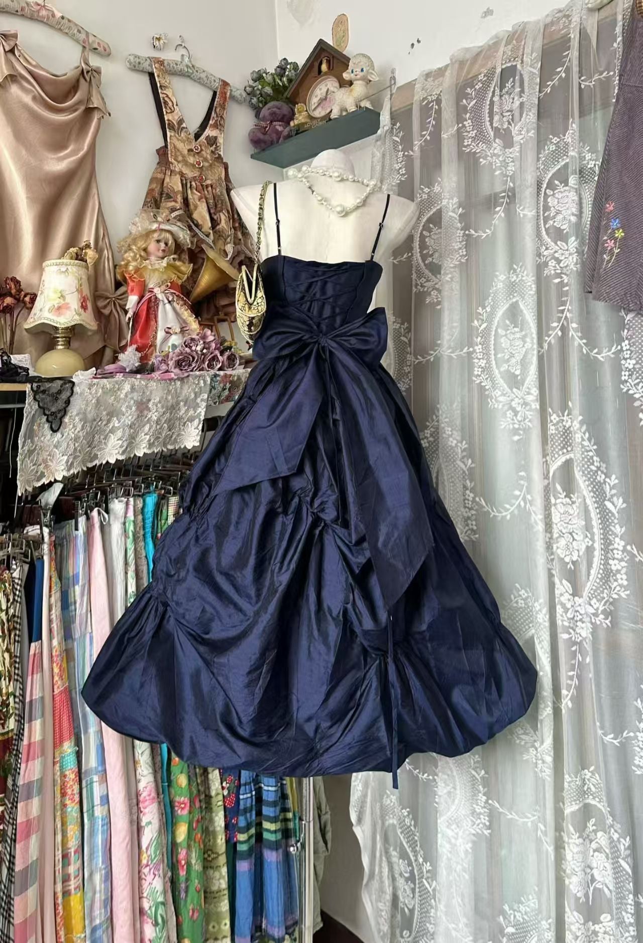 Trägerloses silbernes Vintage-Abendkleid, A-Linie, Geburtstagskleid J9370