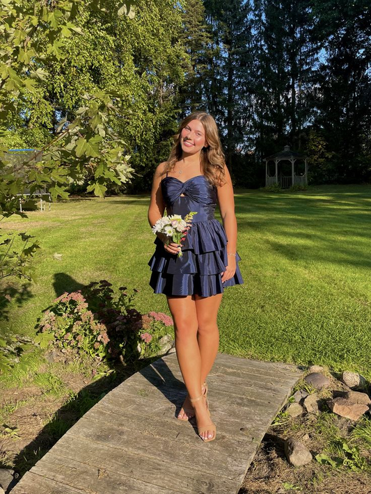 Trägerloses silbernes Vintage-Abendkleid, A-Linie, Geburtstagskleid J9370