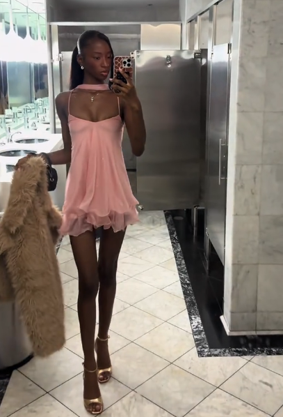 Spaghetti Strap Pink Homecoming Dress Short Birthday Outfit  J10428