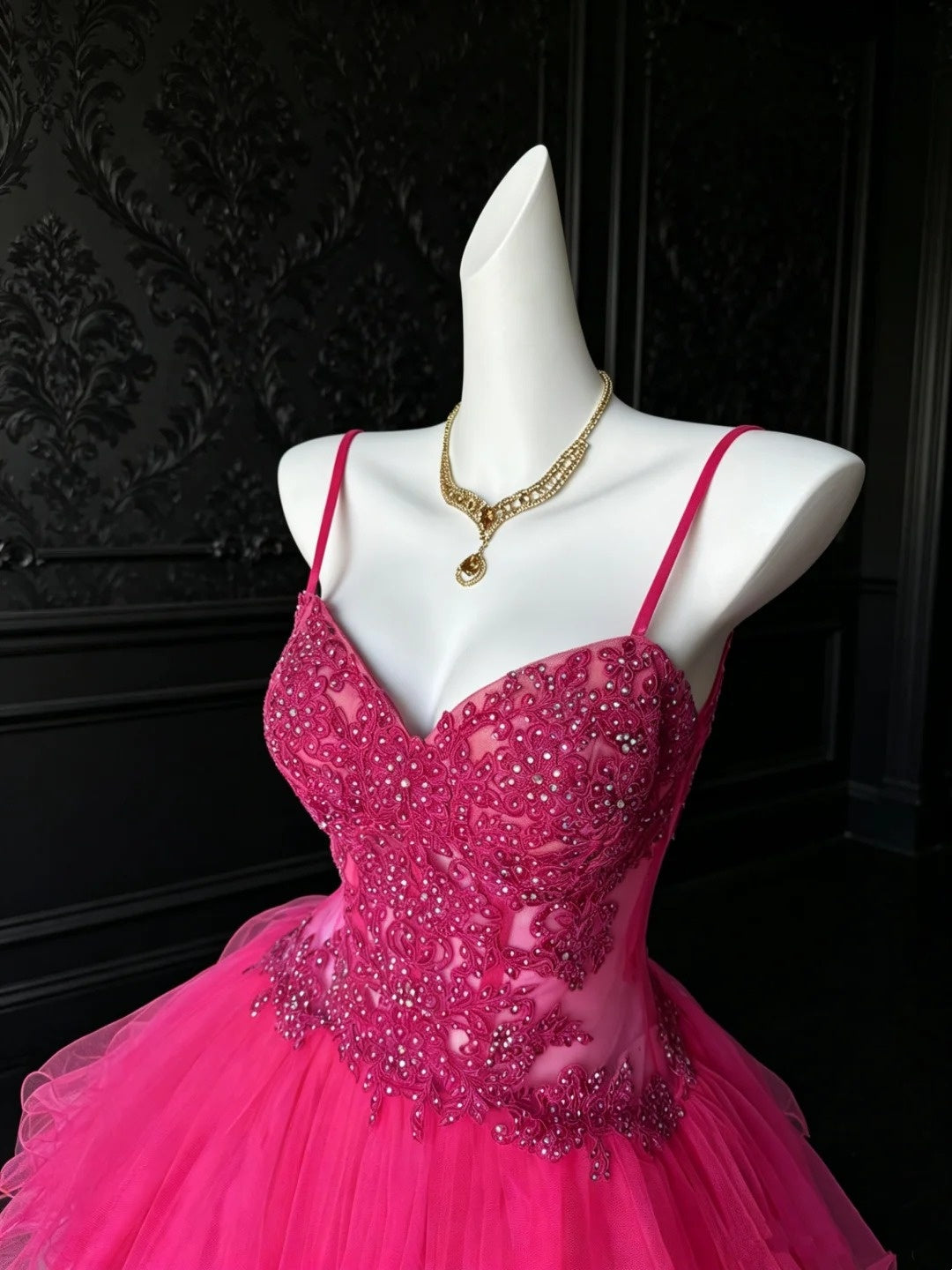 Robe de bal bustier violette en satin avec appliques, robe de soirée formelle J9413