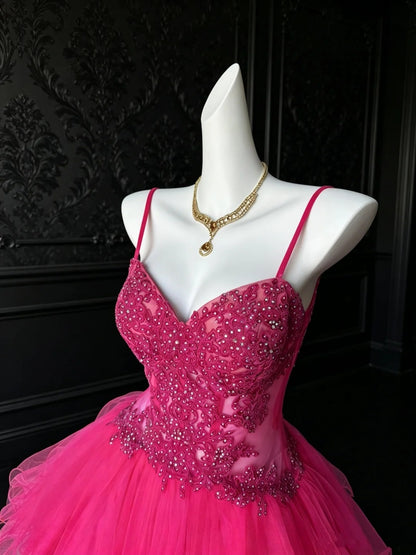 Robe de bal bustier violette en satin avec appliques, robe de soirée formelle J9413