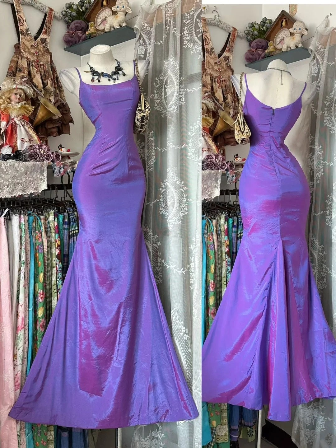 Trägerloses silbernes Vintage-Abendkleid, A-Linie, Geburtstagskleid J9370