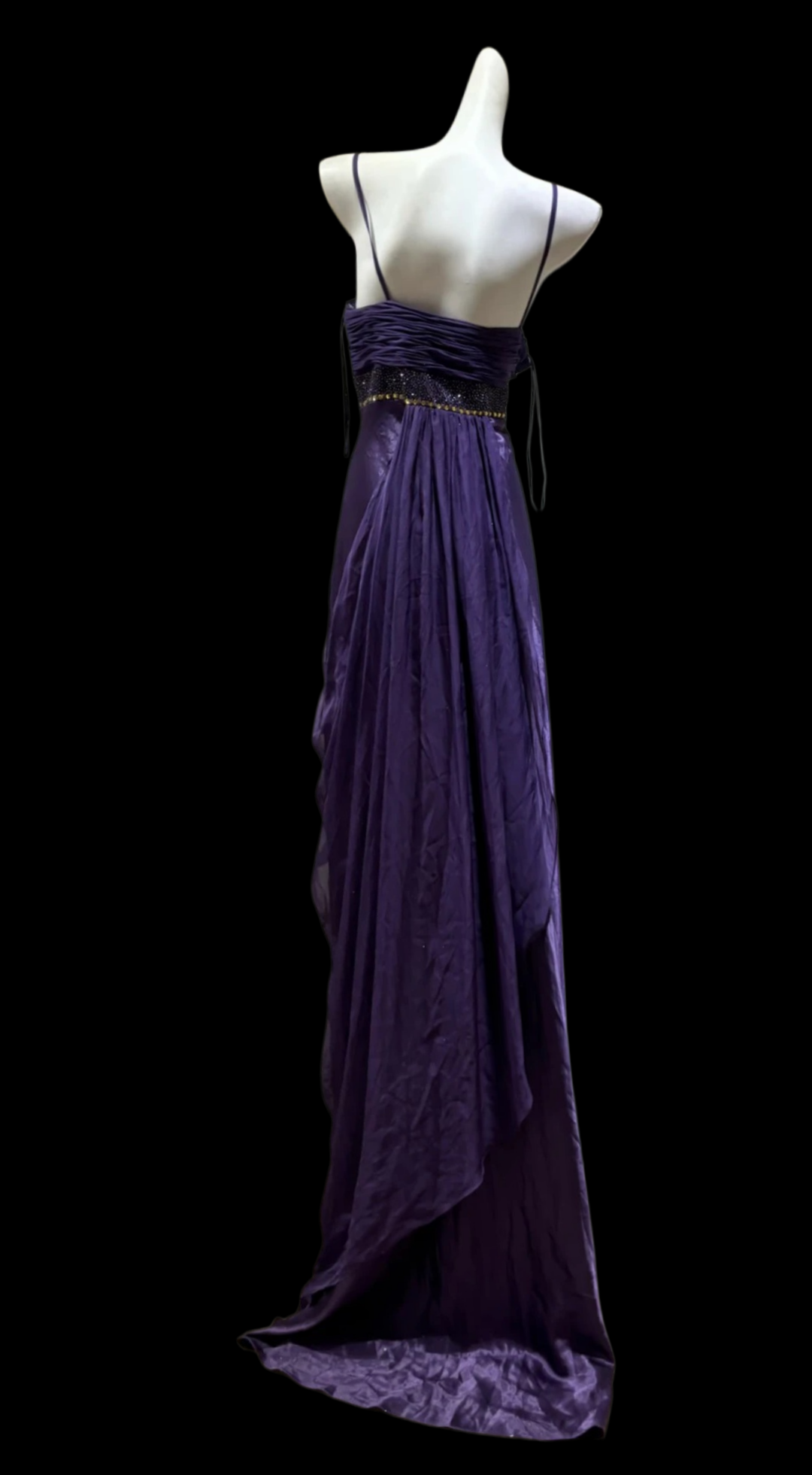 Robe de bal bustier violette en satin avec appliques, robe de soirée formelle J9413
