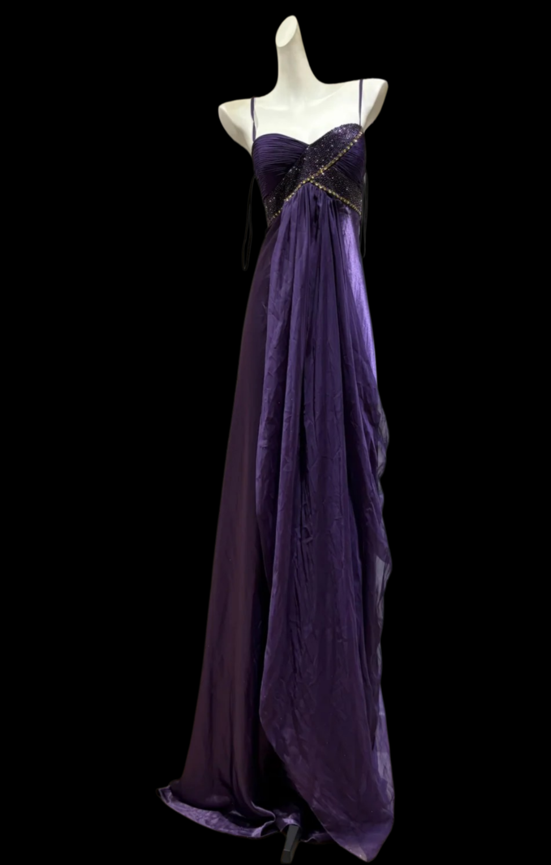 Robe de bal bustier violette en satin avec appliques, robe de soirée formelle J9413
