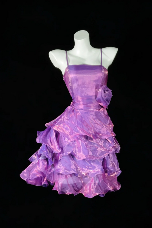 Trägerloses silbernes Vintage-Abendkleid, A-Linie, Geburtstagskleid J9370