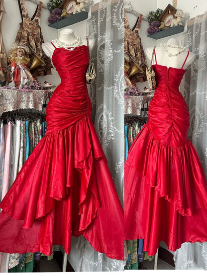 Spaghetti Strap Red Mermaid Prom Dress Formal Evening Dress J10459