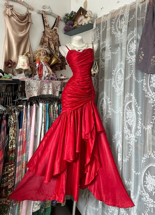 Spaghetti Strap Red Mermaid Prom Dress Formal Evening Dress J10459