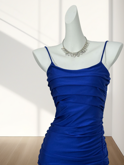 Spaghetti Strap Royal Blue Sheath Homecoming Dress  J10257