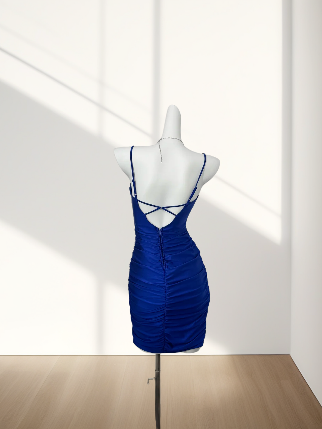 Spaghetti Strap Royal Blue Sheath Homecoming Dress  J10257