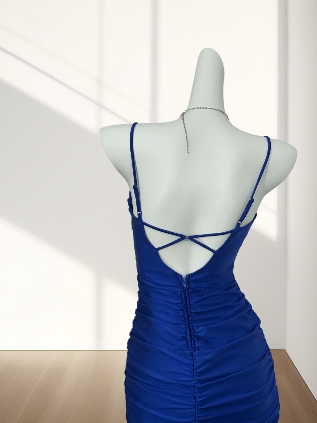 Spaghetti Strap Royal Blue Sheath Homecoming Dress  J10257