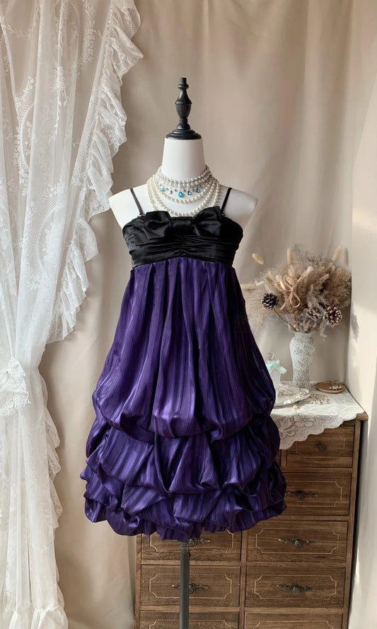 Spaghetti Strap Short Birthday Dress Purple Homecoming Dress  J10469