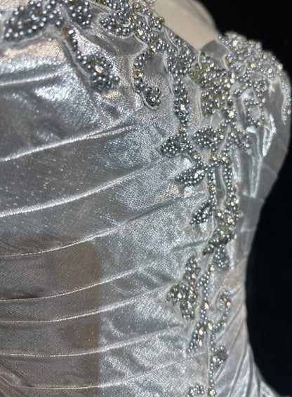 Spaghetti Strap Silver A Line Beaded Homecoming Dress  J10562