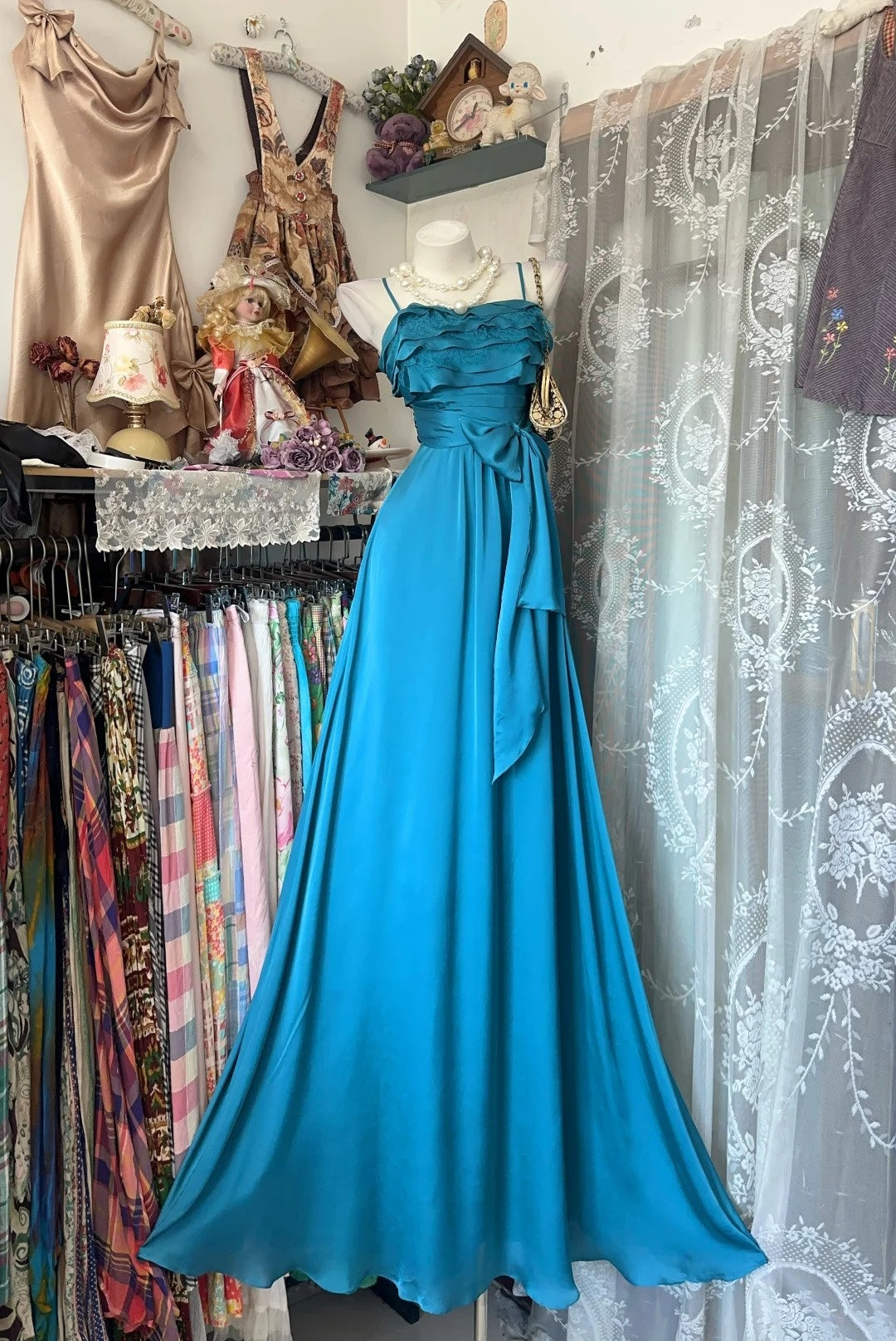 Trägerloses silbernes Vintage-Abendkleid, A-Linie, Geburtstagskleid J9370