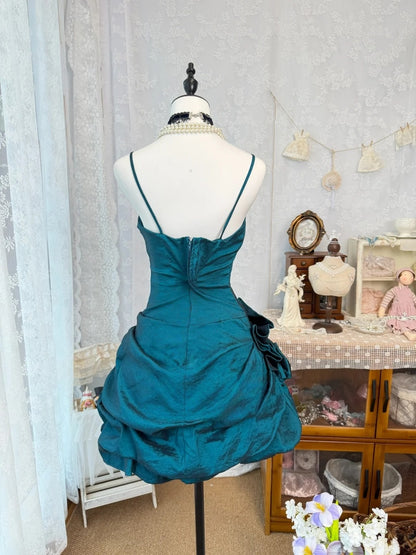 Spaghetti Strap Turquoise Short Homecoming Dress  J10328