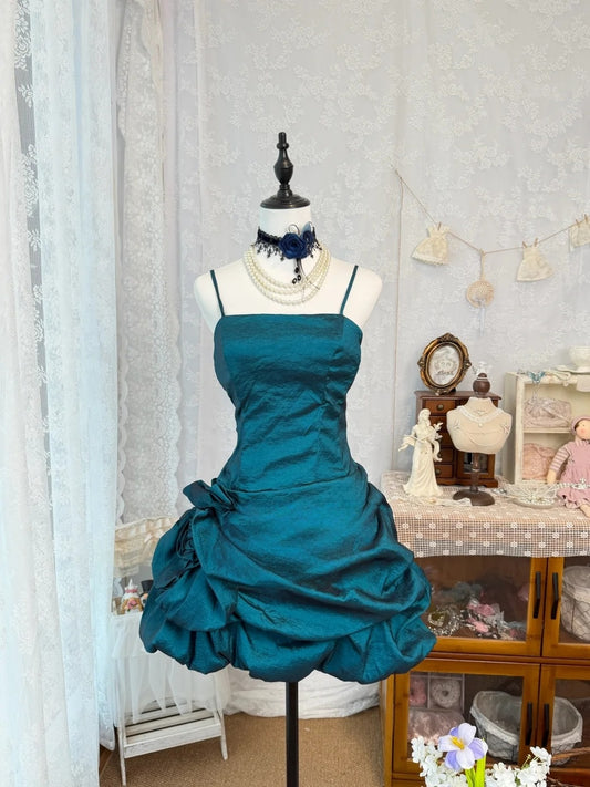 Spaghetti Strap Turquoise Short Homecoming Dress  J10328