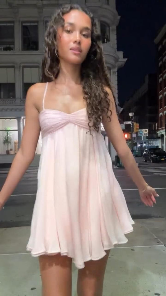 Spaghetti Straps A Line Pink Chiffon Homecoming Dress  J11044