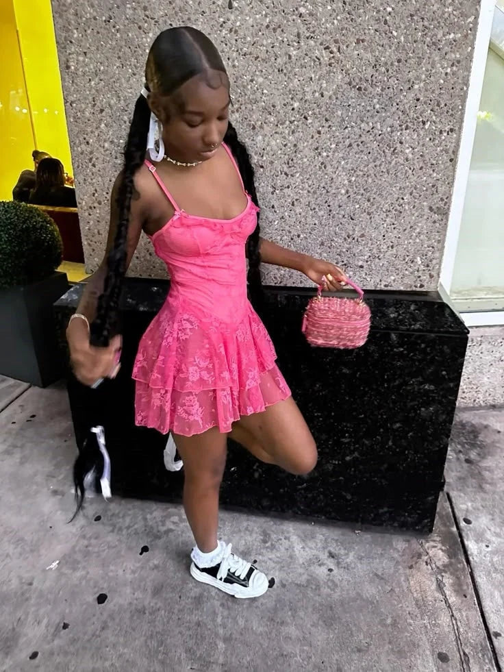 Spaghetti Straps A Line Pink Chiffon Homecoming Dress  J11517