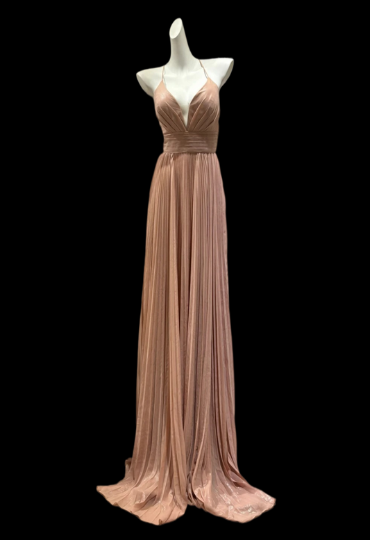 Spaghetti Straps A Line Pleated Prom Dress Formal Wedding Guest Dress  J10881