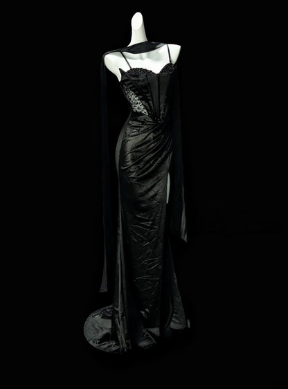 Trägerloses silbernes Vintage-Abendkleid, A-Linie, Geburtstagskleid J9370