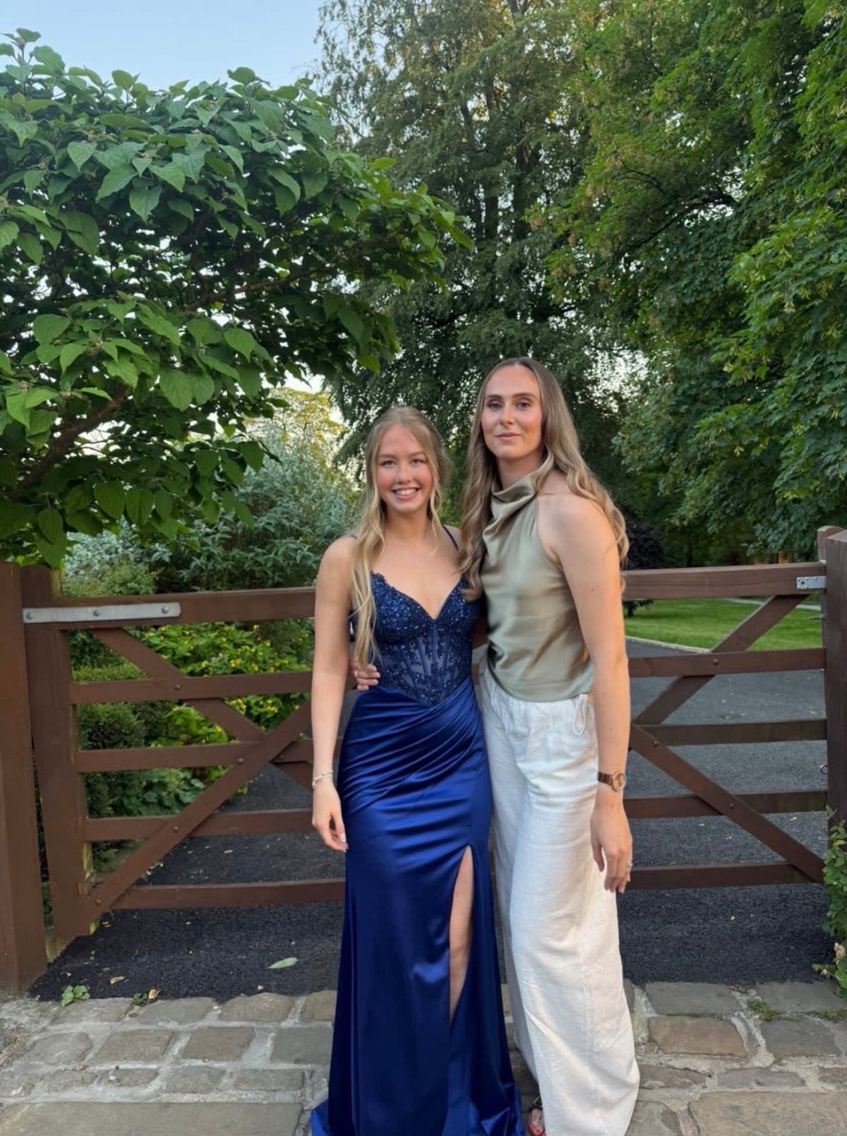Spaghetti Straps Beaded Royal Blue Satin Mermaid Formal Prom Dress  J11789