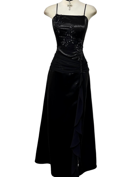 Trägerloses silbernes Vintage-Abendkleid, A-Linie, Geburtstagskleid J9370