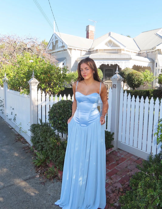 Spaghetti Straps Blue A Line Formal Prom Dress  J11806