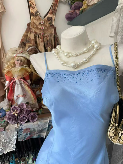 Trägerloses silbernes Vintage-Abendkleid, A-Linie, Geburtstagskleid J9370