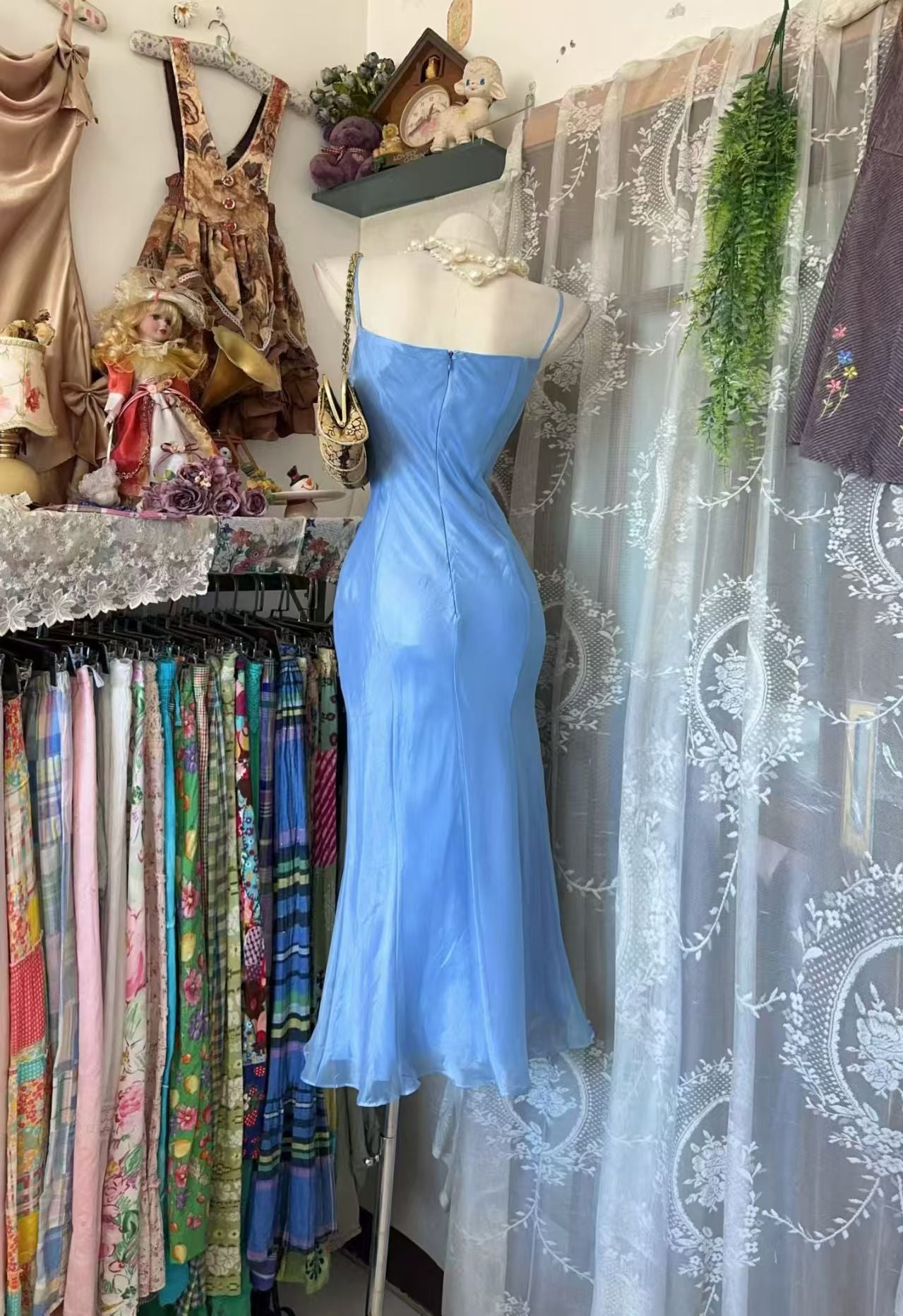 Trägerloses silbernes Vintage-Abendkleid, A-Linie, Geburtstagskleid J9370