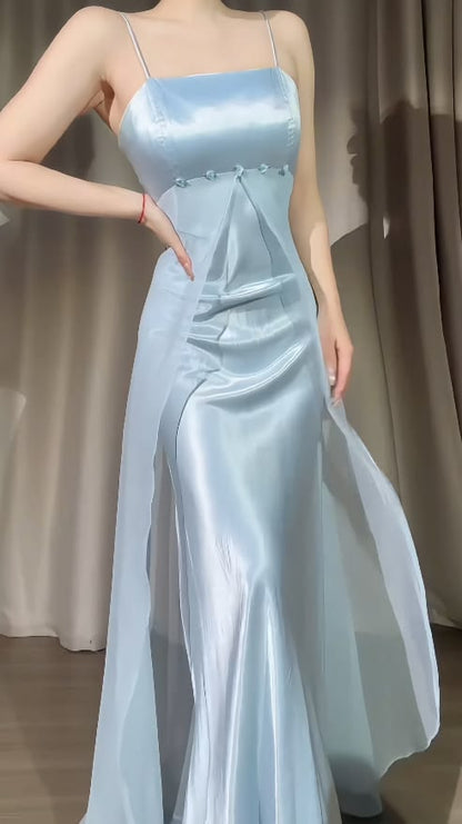 Trägerloses silbernes Vintage-Abendkleid, A-Linie, Geburtstagskleid J9370