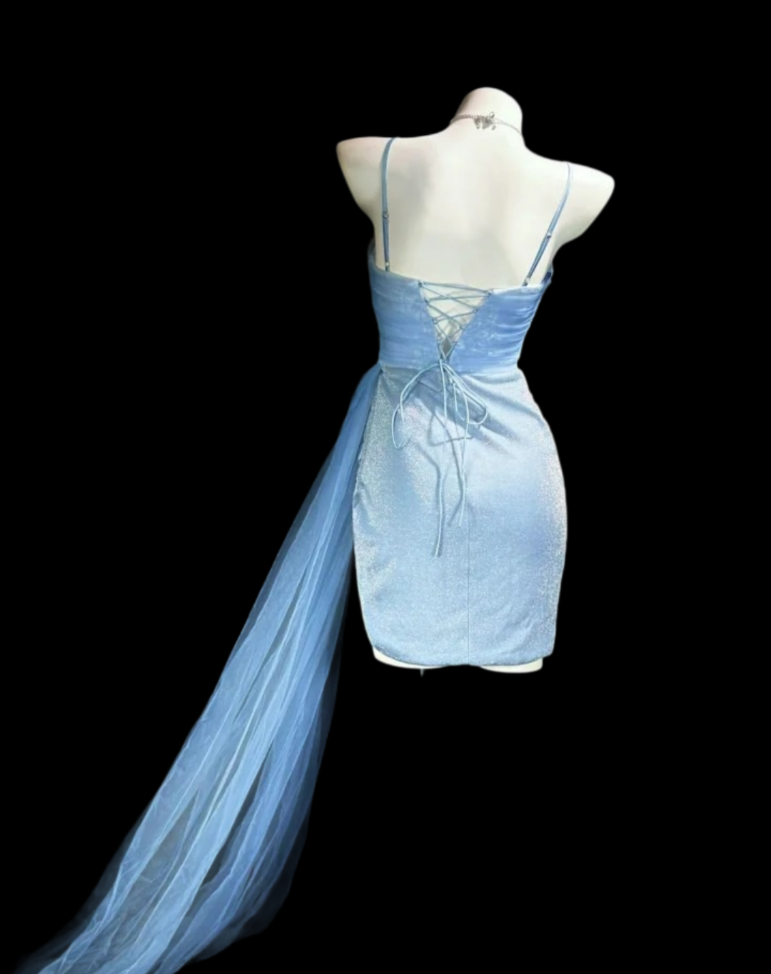Trägerloses silbernes Vintage-Abendkleid, A-Linie, Geburtstagskleid J9370