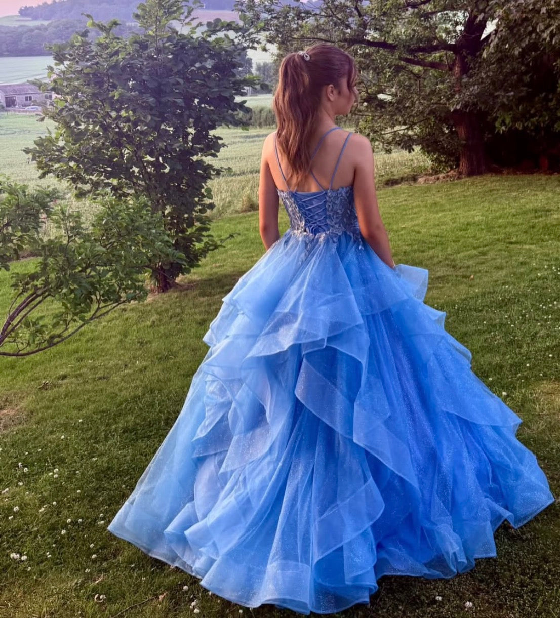 Trägerloses silbernes Vintage-Abendkleid, A-Linie, Geburtstagskleid J9370